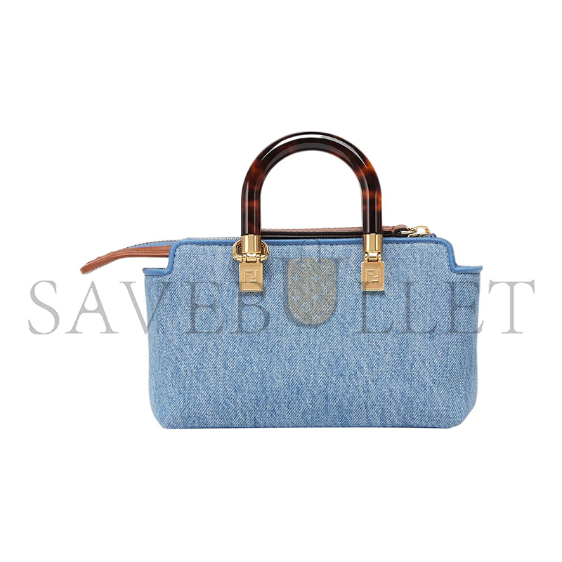 FENDI BY THE WAY SMALL DENIM BOSTON TOTE CROSSBODY BAG 8BS067AJR2F1LB6 (20*12*9m)